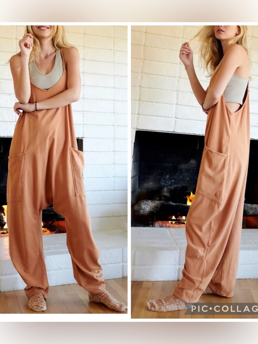 Free People Movement Hot Shot Jumpsuit Harem Romper Toasted Coconut M